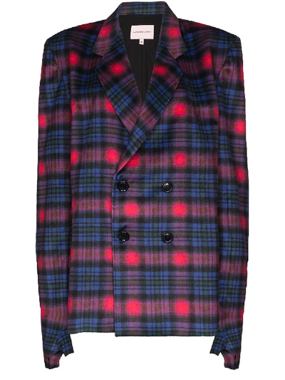 Shop Natasha Zinko Oversized Check Double-breasted Blazer In Pink