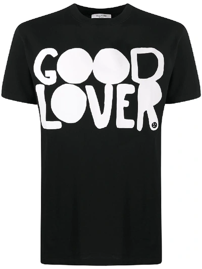 Shop Valentino Good Lover Print T-shirt In Black