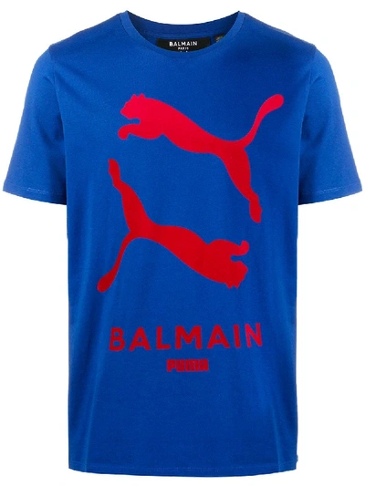 Shop Balmain X Puma Logo T-shirt In Blue