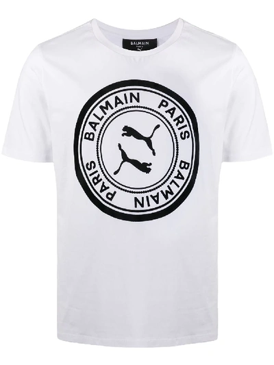 Shop Balmain X Puma Logo T-shirt In White