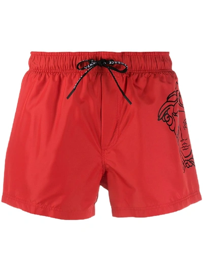 Shop Versace Medusa Swim Shorts In Red