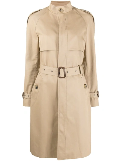 Shop Saint Laurent Single-breasted Trench Coat In Neutrals