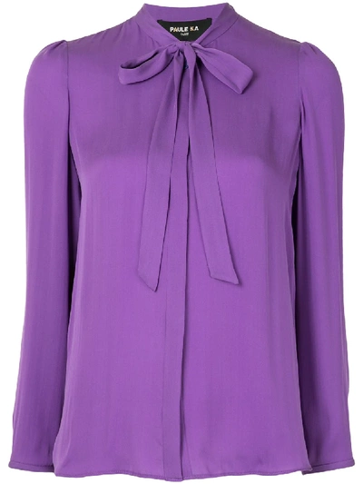 Shop Paule Ka Pussy-bow Long-sleeve Blouse In Purple