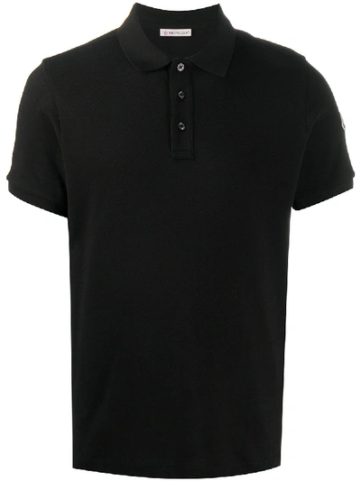 Shop Moncler Logo-patch Slim-fit Polo Shirt In Black