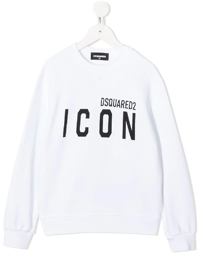 Shop Dsquared2 Logo-print Cotton Hoodie In White