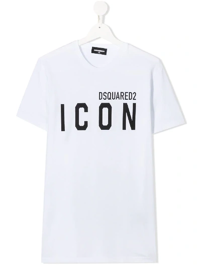 Dsquared2 Teen Logo-print Cotton T-shirt In White