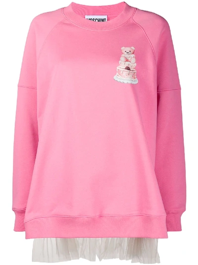 Shop Moschino Tulle Back Sweatshirt In Pink