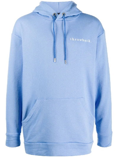 Shop Throwback Logo Printed Hoodie In Blue