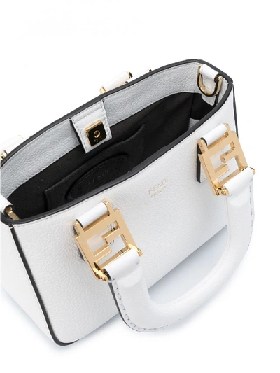 Shop Fendi Ff Mini Tote Leather Bag In White