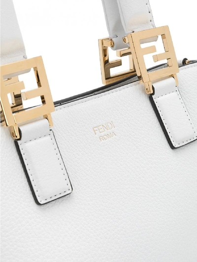 Shop Fendi Ff Mini Tote Leather Bag In White