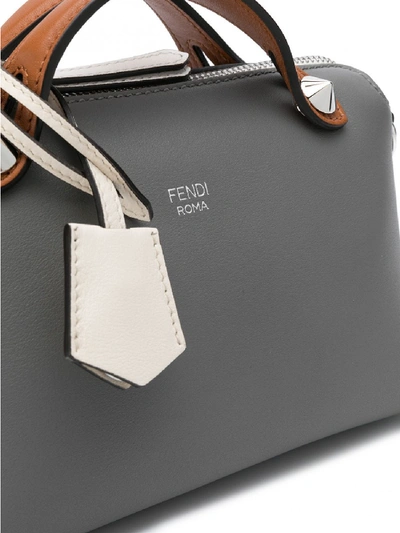 Shop Fendi By The Way Leather Mini Boston Bag In Grey