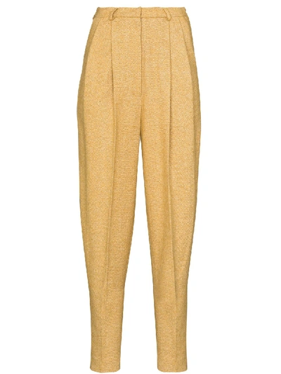 Shop Anouki High-waist Tapered Trousers In Yellow