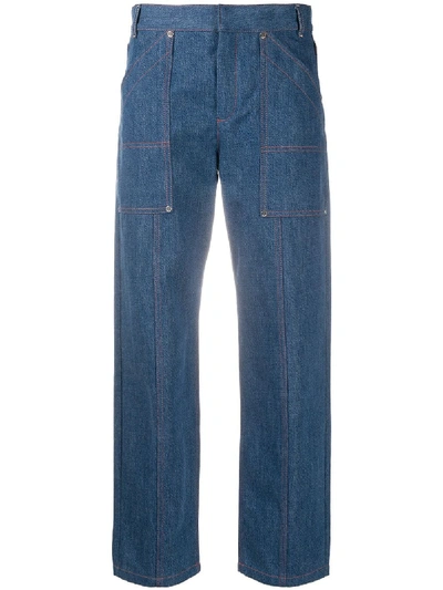 Shop Chloé Cropped Straight-leg Jeans In Blue