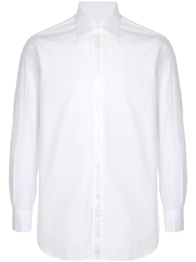 Shop Brioni Pointed Collar Shirt In White