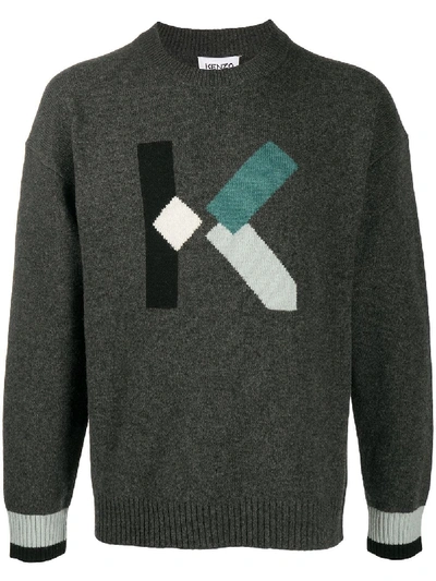 Shop Kenzo K Block Knitted Jumper In Grey