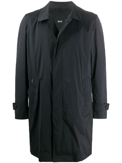 Shop Hugo Boss Single-breasted Tailored Coat In Black