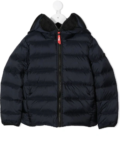 Shop Ai Riders On The Storm Young Hooded Puffer Jacket In Blue