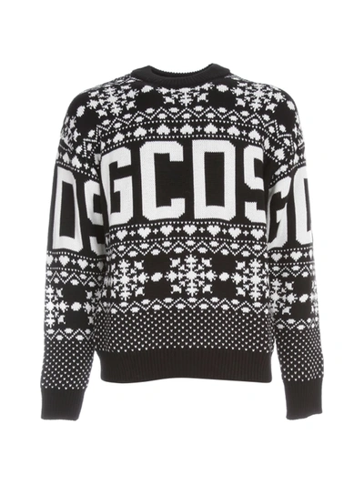 Shop Gcds Christmas Sweater L/s Crew Neck In Black