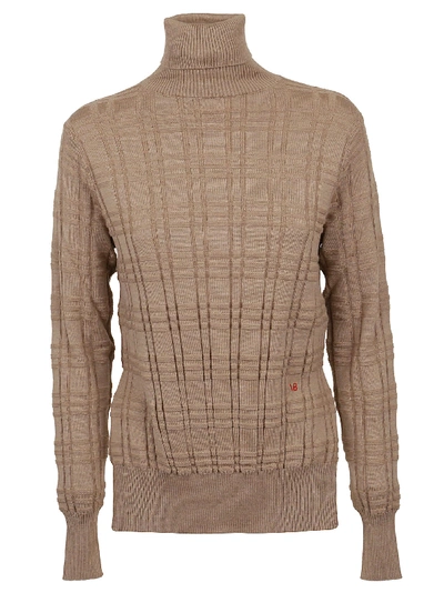 Shop Victoria Beckham Integral Check Jacquard Jumper In Camel