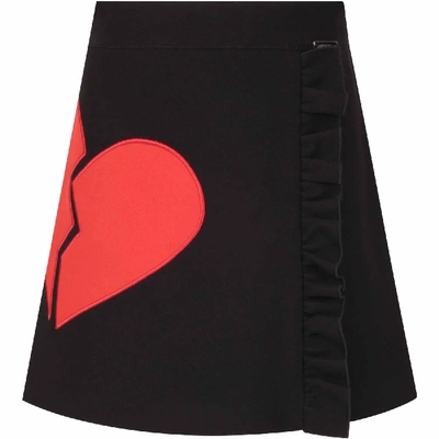 Shop Msgm Black Skirt For Girl With Red Heart