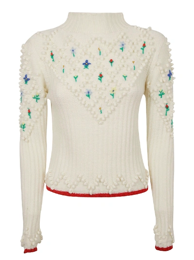 Shop Philosophy Di Lorenzo Serafini Patterned Floral Embroidered Sweater In White
