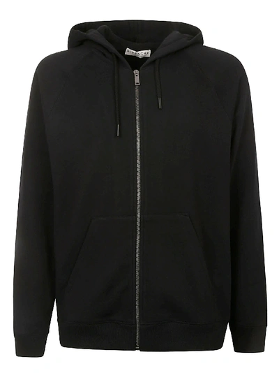 Shop Givenchy Rear Logo Print Zipped Hoodie In Black