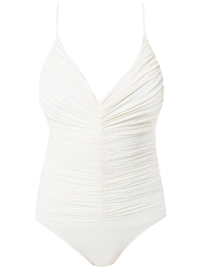 Shop Clube Bossa Chalou Draped Swimsuit In Neutrals
