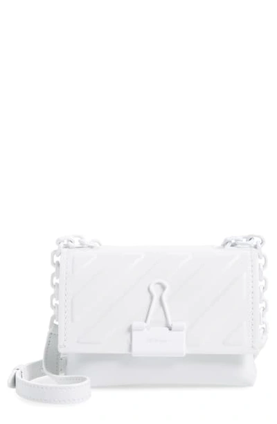 Shop Off-white Small Binder Clip Diagonal Embossed Leather Crossbody Bag In White