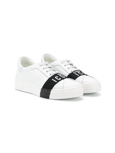 Shop Dsquared2 Teen Icon Lace-up Trainers In White
