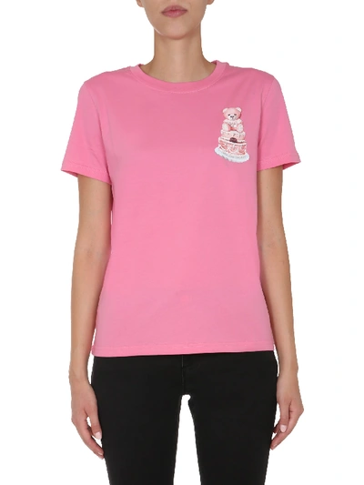 Shop Moschino Round Neck T-shirt In Pink