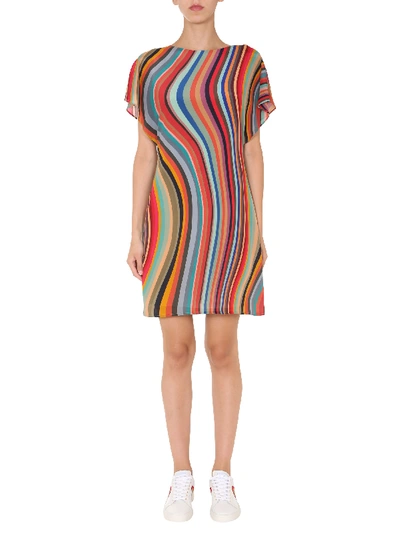 Shop Ps By Paul Smith Dress With Striped Pattern In Multicolour