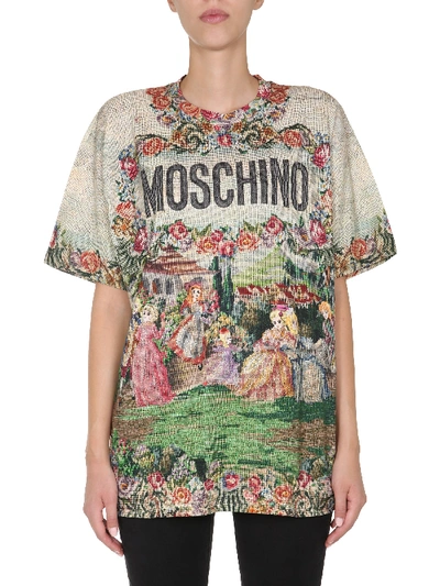 Shop Moschino Round Neck T-shirt In Grey