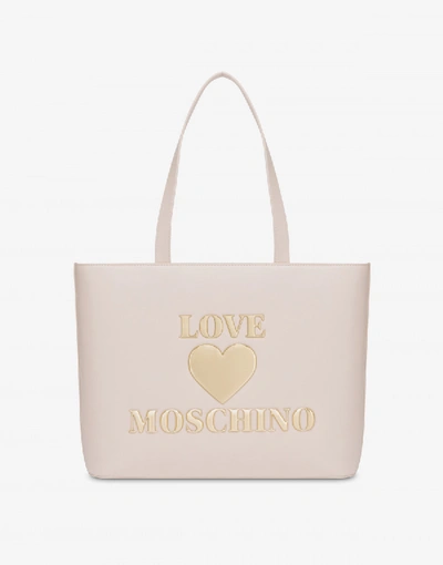 Shop Love Moschino Padded Heart Shopper In Ivory