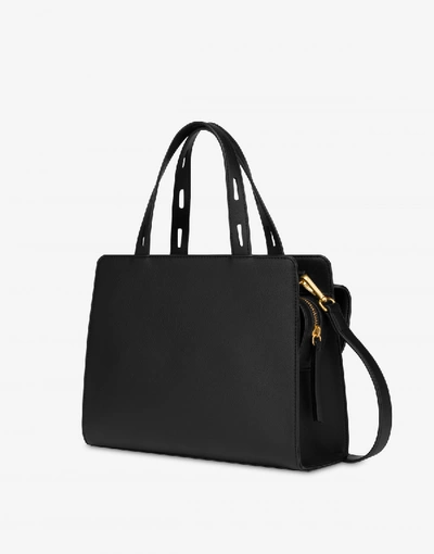 Shop Love Moschino Round Buckle Hand Bag In Black