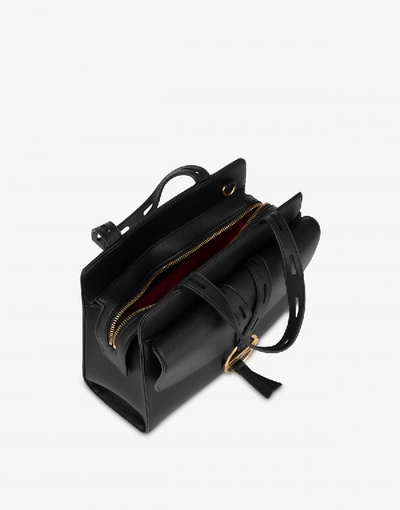 Shop Love Moschino Round Buckle Hand Bag In Black