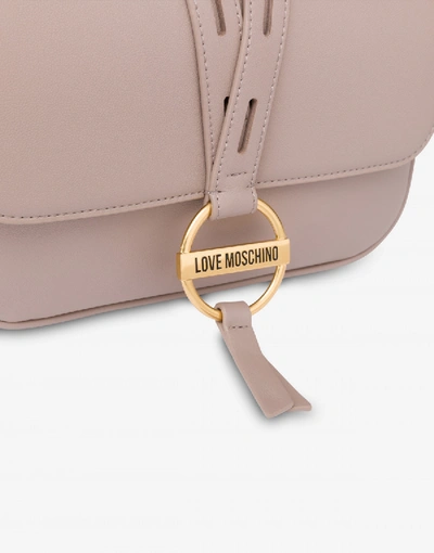 Shop Love Moschino Round Buckle Shoulder Bag In Black