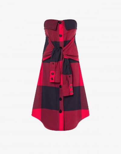 Shop Moschino Buffalo Check Flannel Dress In Red