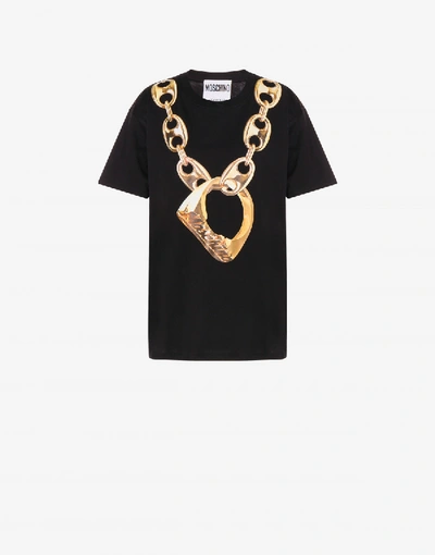 Shop Moschino Macro Ring Cotton T-shirt In Black