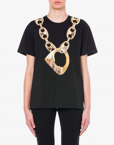 Shop Moschino Macro Ring Cotton T-shirt In Black