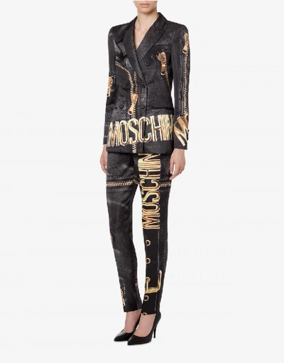 Shop Moschino Double-breasted Jacket Macro Biker In Black