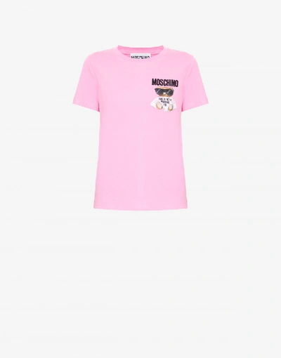 Shop Moschino Jersey T-shirt Micro Teddy Bear In Pink