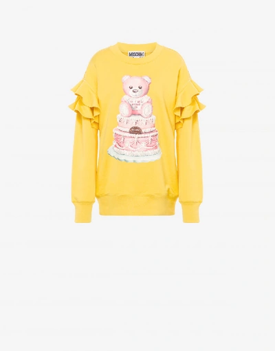 Shop Moschino Cake Teddy Bear Cotton Sweatshirt In White