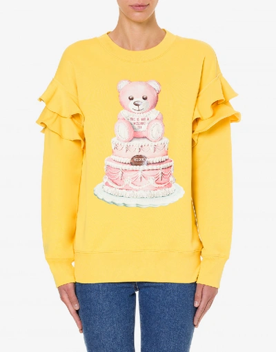 Shop Moschino Cake Teddy Bear Cotton Sweatshirt In White