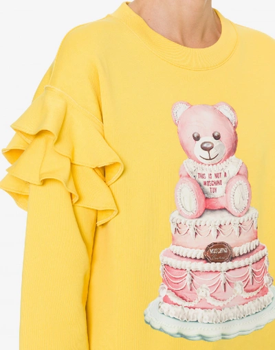 Shop Moschino Cake Teddy Bear Cotton Sweatshirt In White