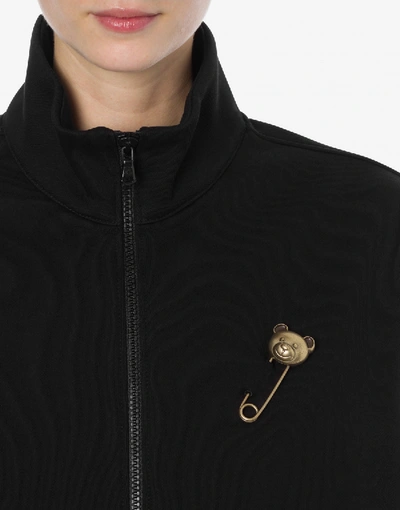 Shop Moschino Cotton Sweatshirt Teddy Bear Safety Pin In Black