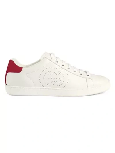 Shop Gucci Women's Ace Interlocking G Sneakers In Bianco Red