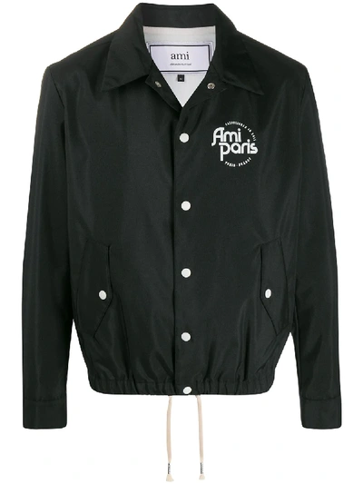 Shop Ami Alexandre Mattiussi Logo Detail Lightweight Jacket In Black