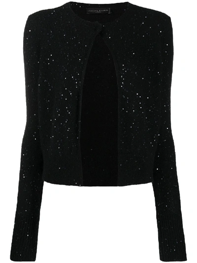 Shop Fabiana Filippi Sequin Knit Cardigan In Black