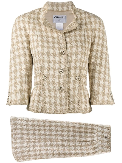 Pre-owned Chanel Tweed Jacket And Skirt Suit In Neutrals
