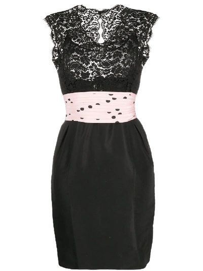 Pre-owned Chanel Lace Panel Dress In Black